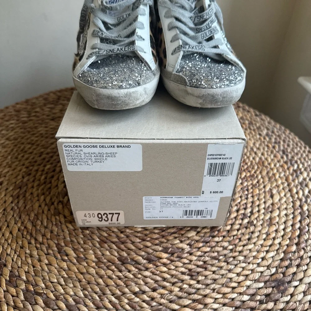 Golden Goose Silver Glitter & Leopard Print Superstar Sneakers - Picture 5 of 5